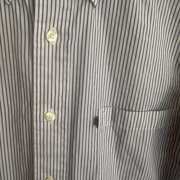 Brooks Brothers Men's White and Blue Striped Button Down Shirt - Picture 3 of 5